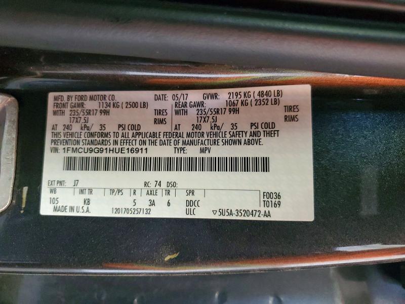 Продажа на аукционе авто 2017 Ford Escape, vin: 1FMCU9G91HUE16911, номер лота: 55449186