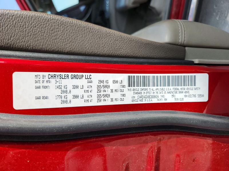 Aukcja sprzedaży 2011 Dodge Durango, vin: 1D4RE4GGXBC668024, numer aukcji: 59167536