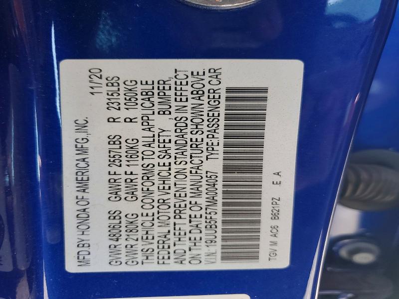 2021 Acura Tlx მანქანა იყიდება აუქციონზე, vin: 19UUB5F57MA004057, აუქციონის ნომერი: 58245626