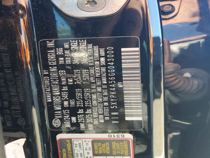 55715126 :رقم المزاد ، 5XYPK4A56GG043000 vin ، 2016 Kia Sorento مزاد بيع
