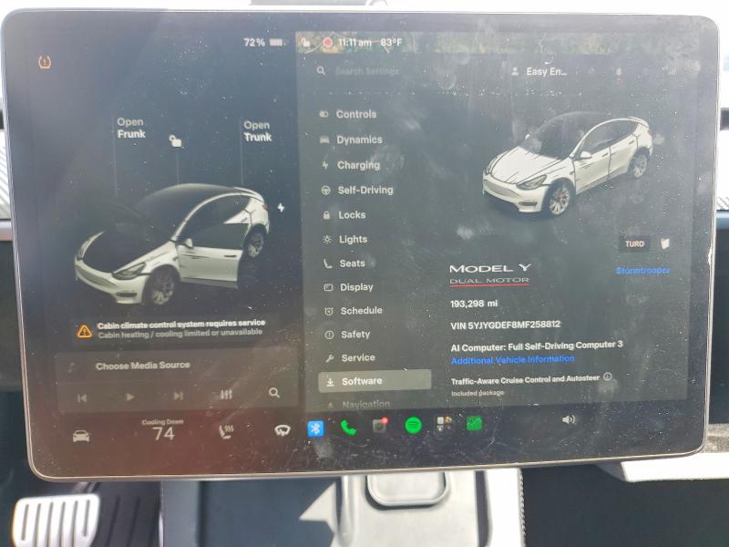 Продаж на аукціоні авто 2021 Tesla Model Y, vin: 5YJYGDEF8MF258812, номер лоту: 58976996