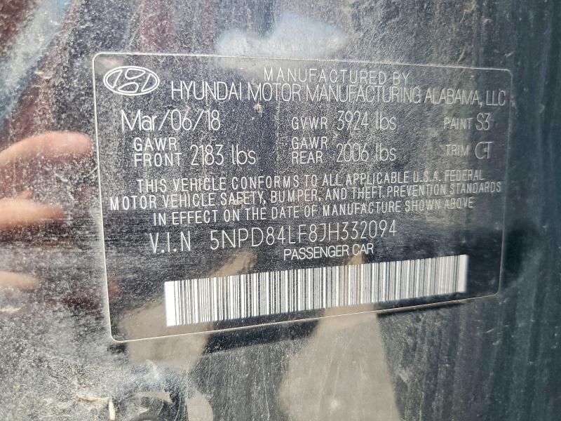 Auction sale of the 2018 Hyundai Elantra, vin: 5NPD84LF8JH332094, lot number: 56953636