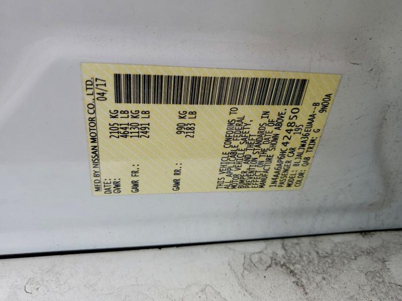 55574146 :رقم المزاد ، 1N4AA6AP6HC424850 vin ، 2017 Nissan Maxima مزاد بيع