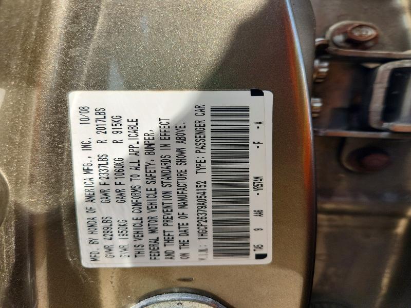 57169896 :رقم المزاد ، 1HGCP26379A054152 vin ، 2009 Honda Accord مزاد بيع