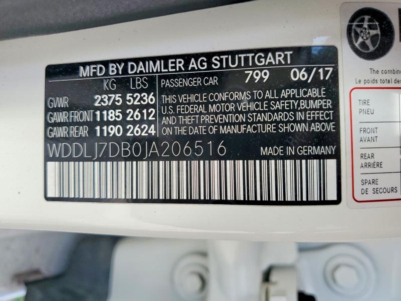 Aukcja sprzedaży 2018 Mercedes-benz Cls, vin: WDDLJ7DB0JA206516, numer aukcji: 54968926