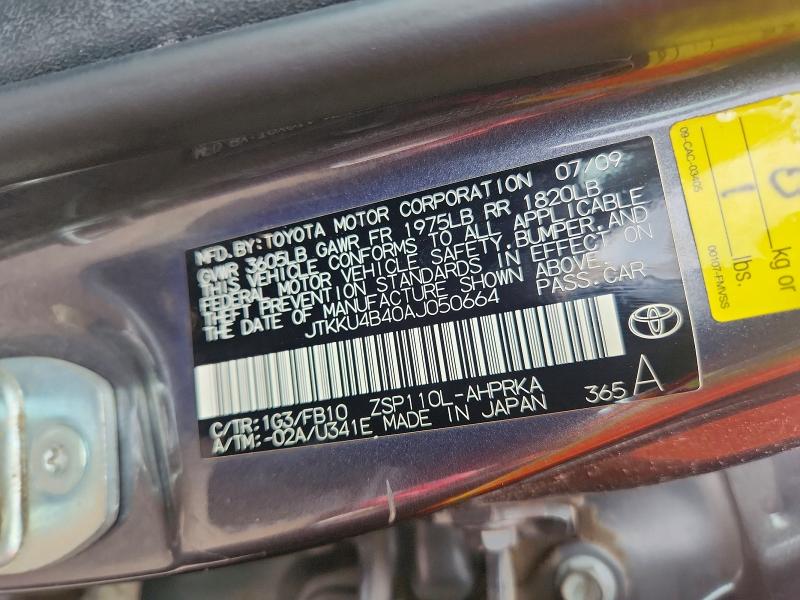 2010 Scion Xd მანქანა იყიდება აუქციონზე, vin: JTKKU4B40AJ050664, აუქციონის ნომერი: 57426656