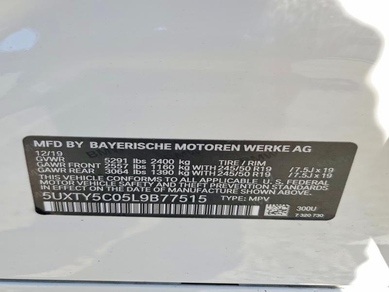 2020 Bmw X3 მანქანა იყიდება აუქციონზე, vin: 5UXTY5C05L9B77515, აუქციონის ნომერი: 55926256
