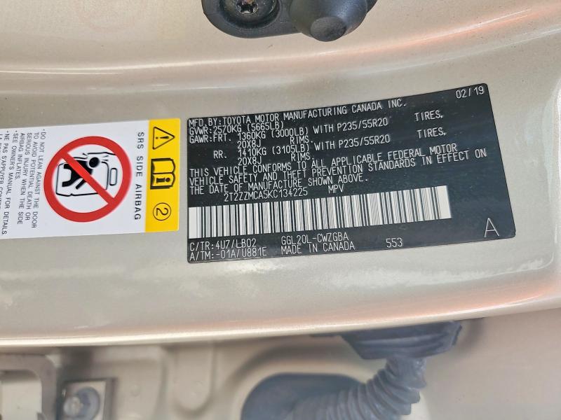 Продаж на аукціоні авто 2019 Lexus Rx 350, vin: 2T2ZZMCA5KC134225, номер лоту: 56709456
