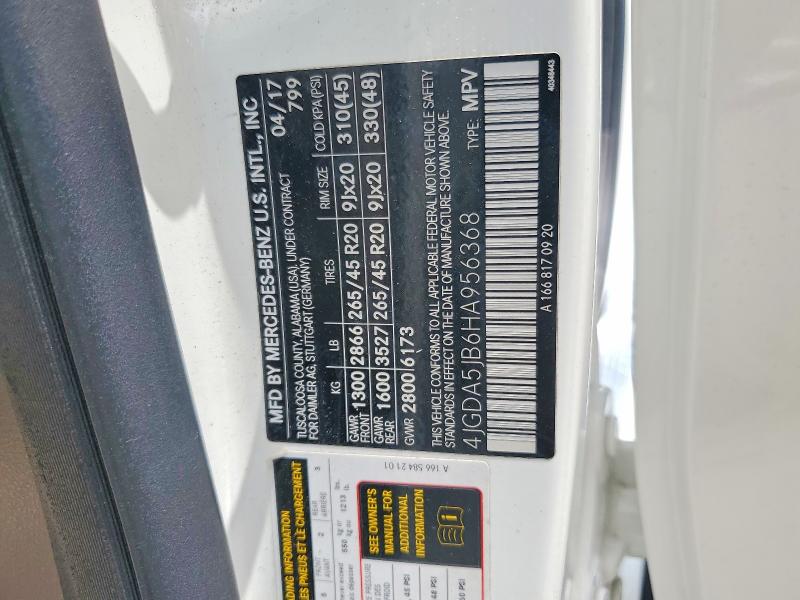 Aukcja sprzedaży 2017 Mercedes-benz Gle, vin: 4JGDA5JB6HA956368, numer aukcji: 58952336