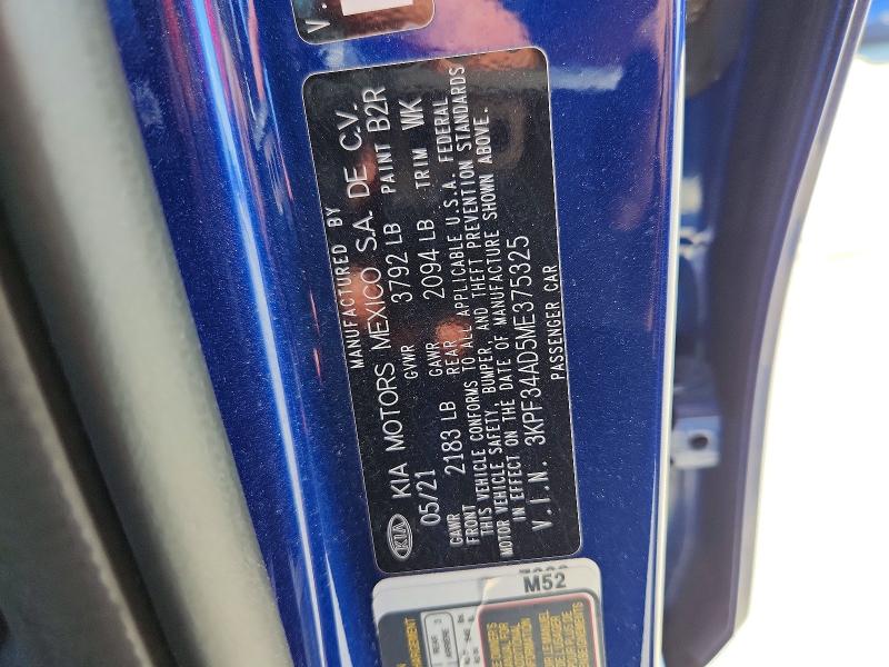 57421716 :رقم المزاد ، 3KPF34AD5ME375325 vin ، 2021 Kia Forte مزاد بيع