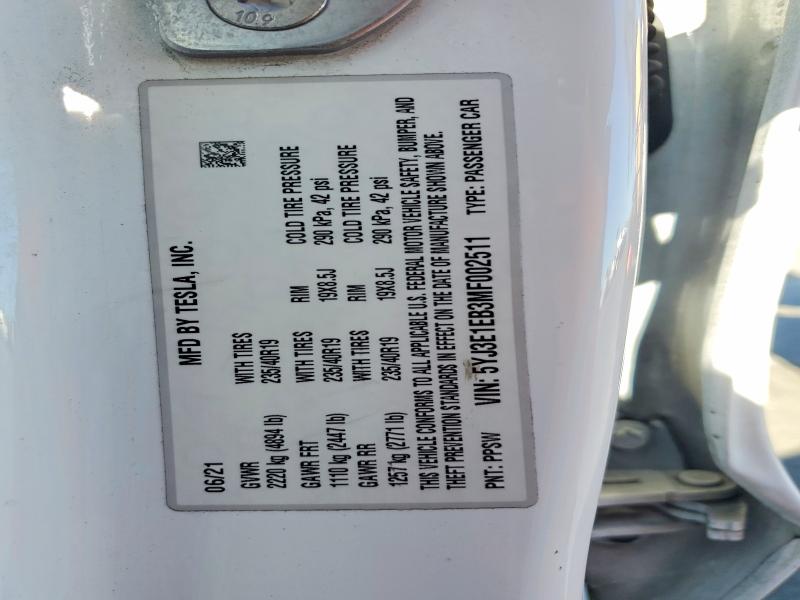 Aukcja sprzedaży 2021 Tesla Model 3, vin: 5YJ3E1EB3MF002511, numer aukcji: 55919626