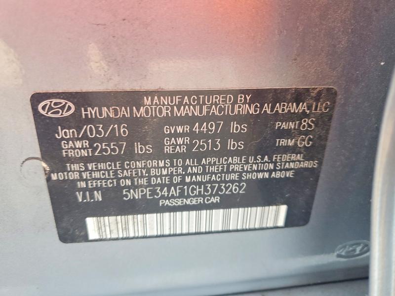 59010956 :رقم المزاد ، 5NPE34AF1GH373262 vin ، 2016 Hyundai Sonata مزاد بيع