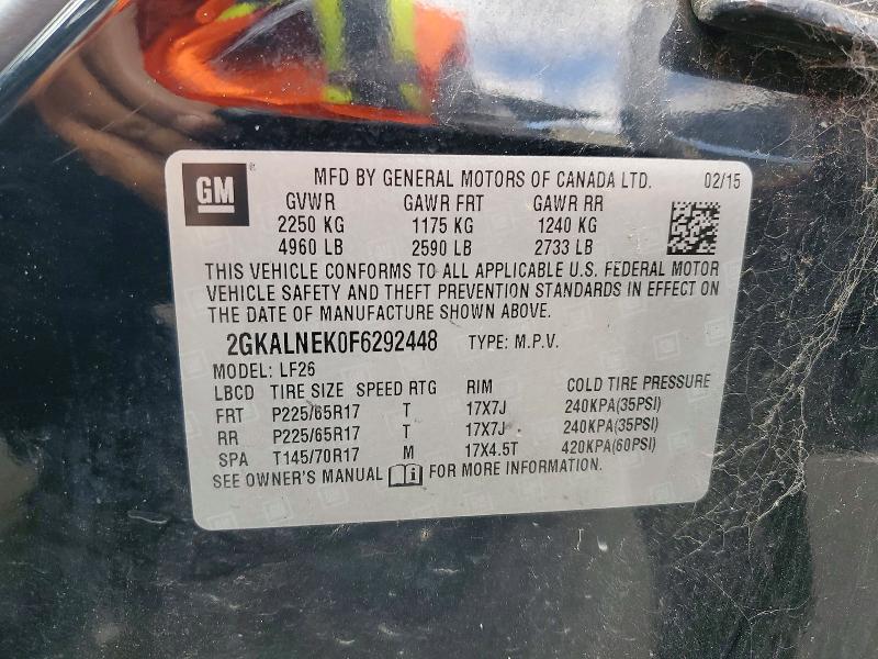 Aukcja sprzedaży 2015 Gmc Terrain, vin: 2GKALNEK0F6292448, numer aukcji: 57401326