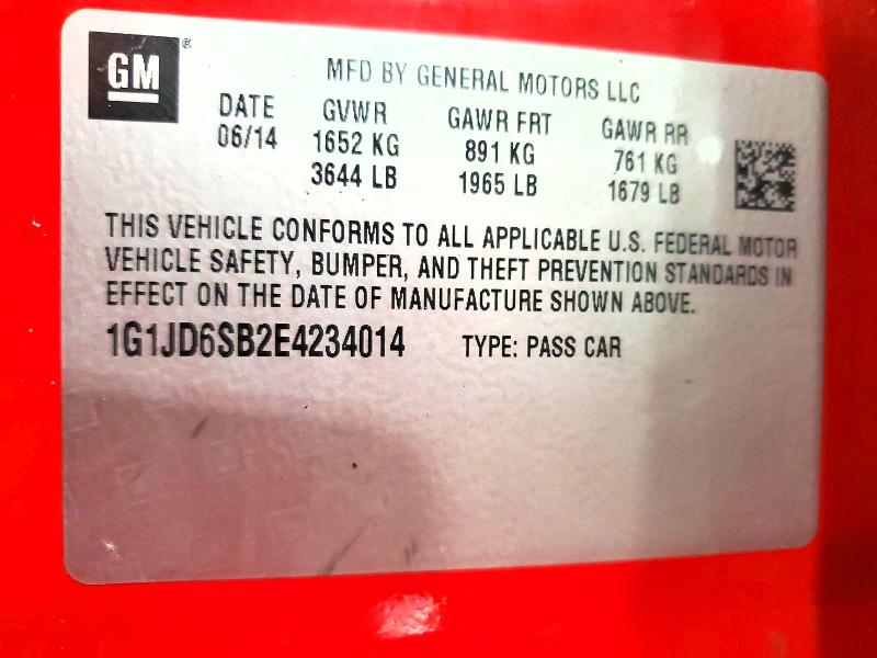 Aukcja sprzedaży 2014 Chevrolet Sonic, vin: 1G1JD6SB2E4234014, numer aukcji: 56510246
