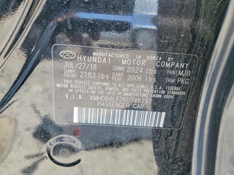 Aukcja sprzedaży 2019 Hyundai Elantra, vin: KMHD84LF2KU746197, numer aukcji: 57448006