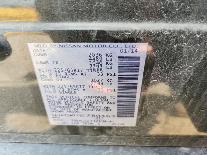 58512106 :رقم المزاد ، 5N1AT2MT7EC780463 vin ، 2014 Nissan Rogue مزاد بيع
