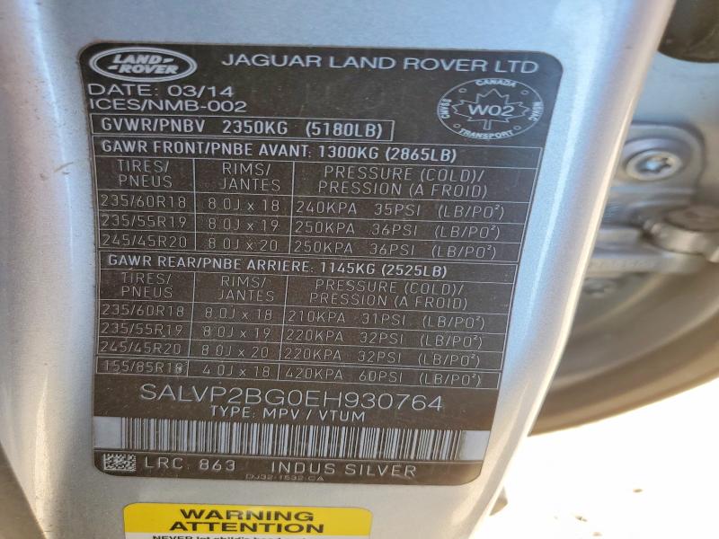 Продажа на аукционе авто 2014 Land Rover Range Rover Evoque, vin: SALVP2BG0EH930764, номер лота: 55114826