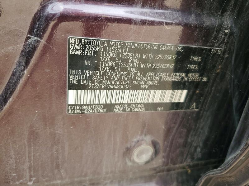 Aukcja sprzedaży 2017 Toyota Rav4, vin: 2T3ZFREV6HW330375, numer aukcji: 58758626