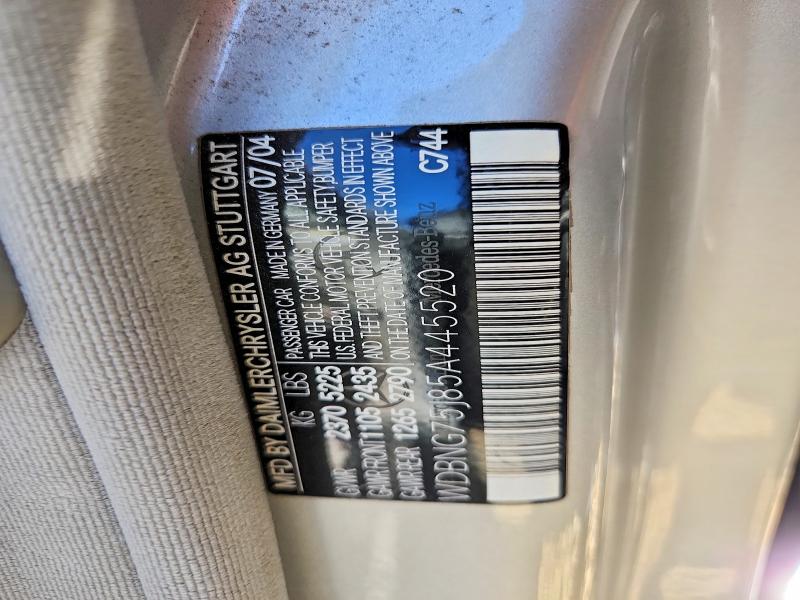 Aukcja sprzedaży 2005 Mercedes-benz S, vin: WDBNG75J85A445520, numer aukcji: 52954386