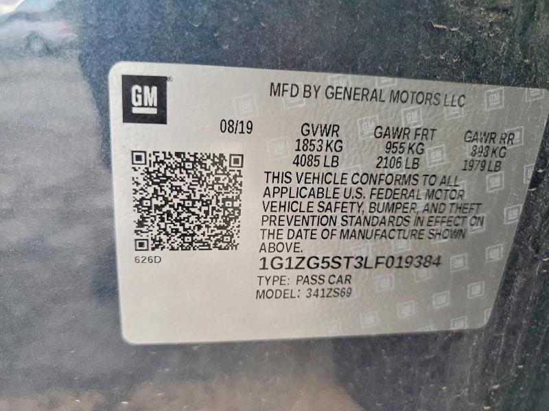 Aukcja sprzedaży 2020 Chevrolet Malibu, vin: 1G1ZG5ST3LF019384, numer aukcji: 58838496