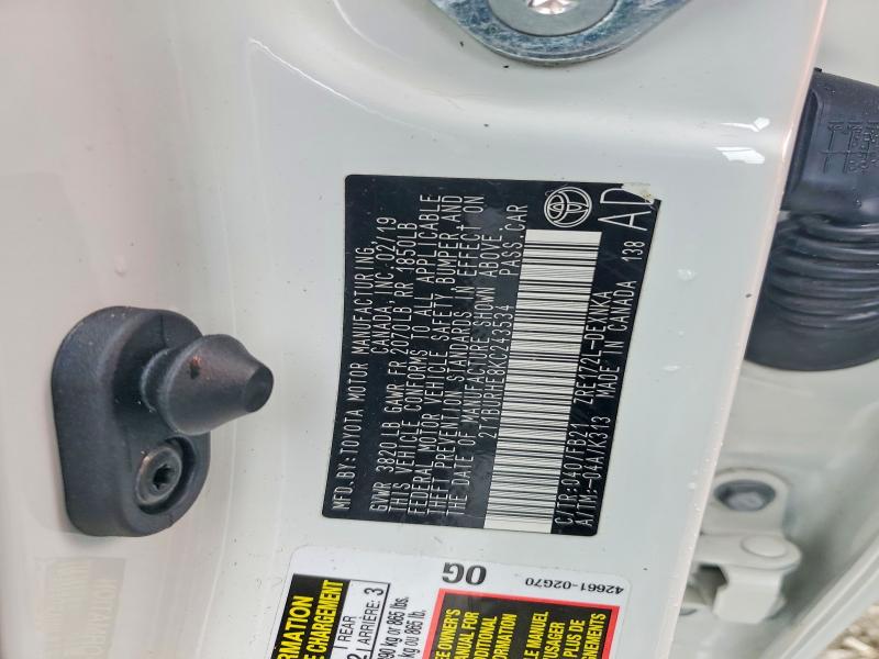 2019 Toyota Corolla მანქანა იყიდება აუქციონზე, vin: 2T1BURHE8KC243534, აუქციონის ნომერი: 56475866