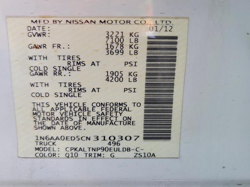Aukcja sprzedaży 2012 Nissan Titan, vin: 1N6AA0ED5CN310307, numer aukcji: 57497846