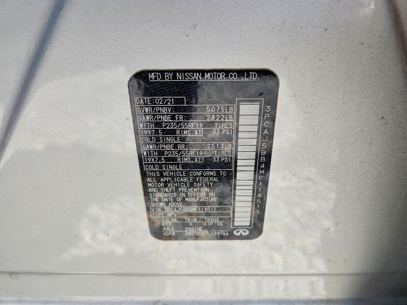 Aukcja sprzedaży 2021 Infiniti Qx50, vin: 3PCAJ5BB4MF118511, numer aukcji: 57014616