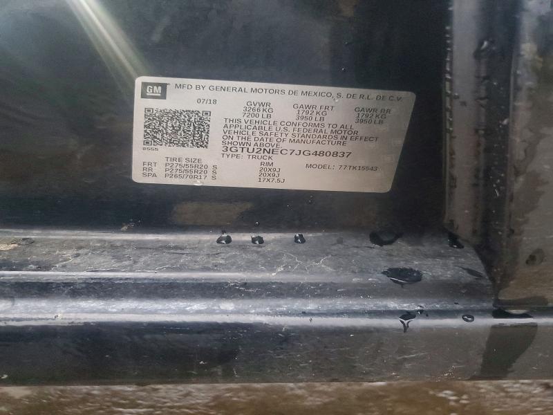 2018 Gmc Sierra მანქანა იყიდება აუქციონზე, vin: 3GTU2NEC7JG480837, აუქციონის ნომერი: 58774926