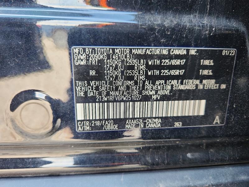 Продажа на аукционе авто 2023 Toyota Rav4, vin: 2T3W1RFV6PW251027, номер лота: 57665346