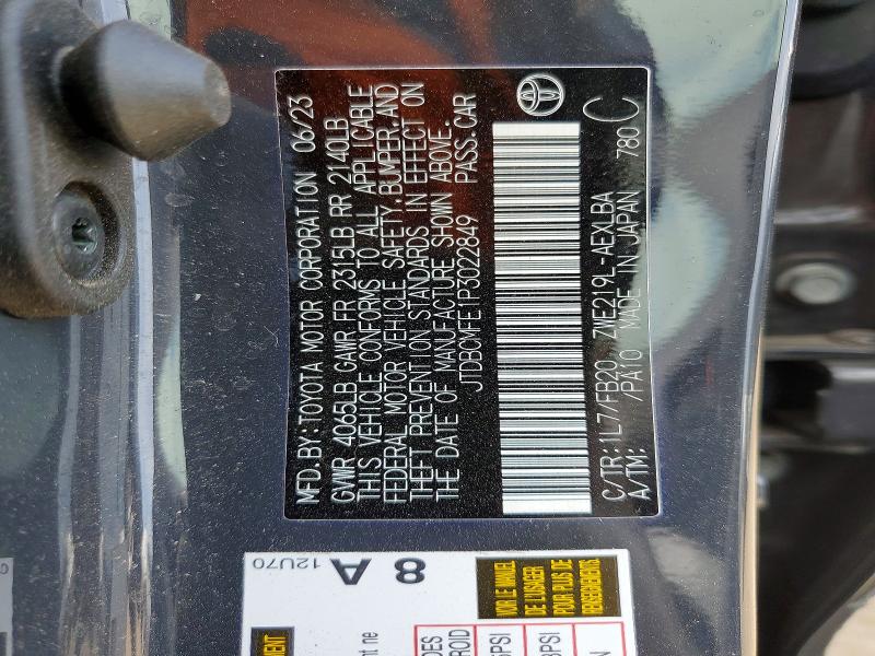 Продажа на аукционе авто 2023 Toyota Corolla Hybrid, vin: JTDBCMFE1P3022849, номер лота: 57733266