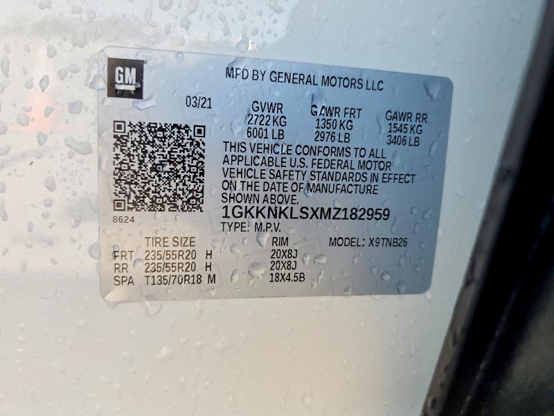 Aukcja sprzedaży 2021 Gmc Acadia, vin: 1GKKNKLSXMZ182959, numer aukcji: 57534966