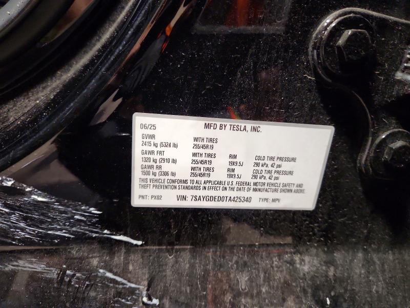 Продаж на аукціоні авто 2026 Tesla Model Y, vin: 7SAYGDED0TA425340, номер лоту: 58084186