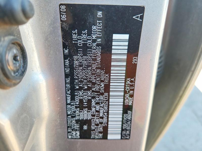 Aukcja sprzedaży 2008 Toyota Tundra, vin: 5TBBV54158S521338, numer aukcji: 55799006