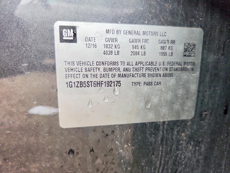 2017 Chevrolet Malibu მანქანა იყიდება აუქციონზე, vin: 1G1ZB5ST6HF192175, აუქციონის ნომერი: 55398356