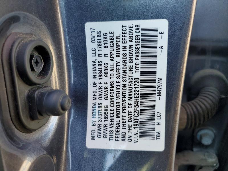 2017 Honda Civic მანქანა იყიდება აუქციონზე, vin: 19XFC2F54HE221720, აუქციონის ნომერი: 55963426