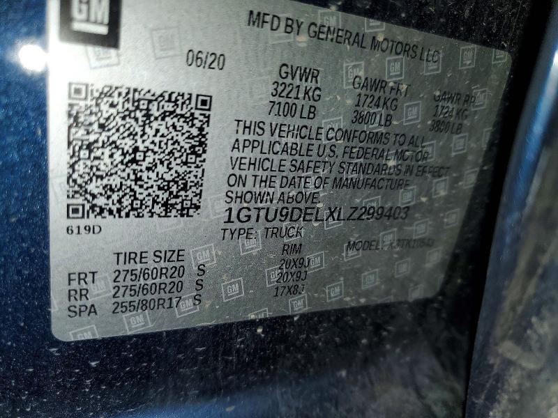 56519106 :رقم المزاد ، 1GTU9DELXLZ299403 vin ، 2020 Gmc Sierra مزاد بيع