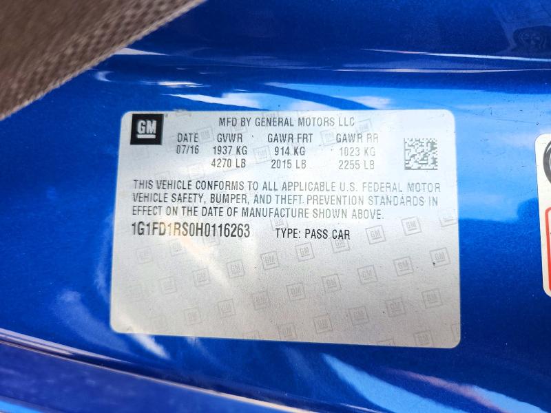 56964116 :رقم المزاد ، 1G1FD1RS0H0116263 vin ، 2017 Chevrolet Camaro مزاد بيع