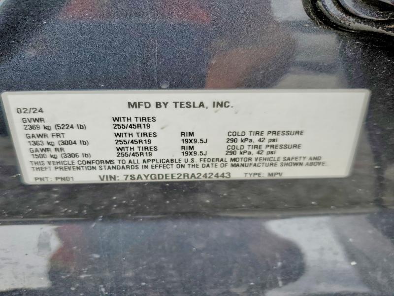 Aukcja sprzedaży 2024 Tesla Model Y, vin: 7SAYGDEE2RA242443, numer aukcji: 56870286
