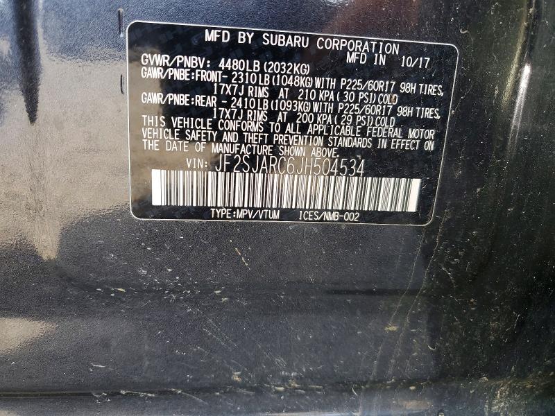 Aukcja sprzedaży 2018 Subaru Forester, vin: JF2SJARC6JH504534, numer aukcji: 53658236