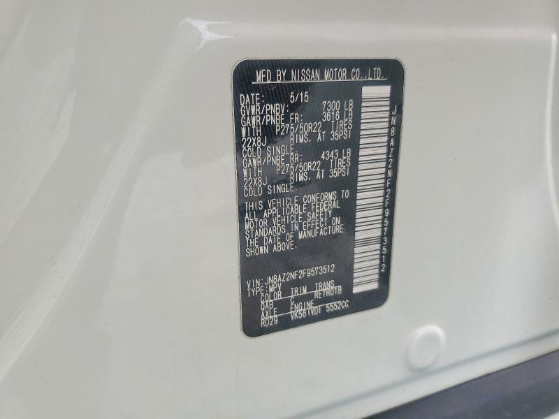 2015 Infiniti Qx80 მანქანა იყიდება აუქციონზე, vin: JN8AZ2NF2F9573512, აუქციონის ნომერი: 56760866