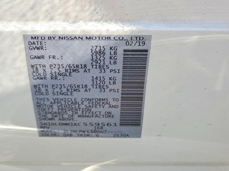 Продажа на аукционе авто 2019 Infiniti Qx60, vin: 5N1DL0MM1KC559561, номер лота: 55319446