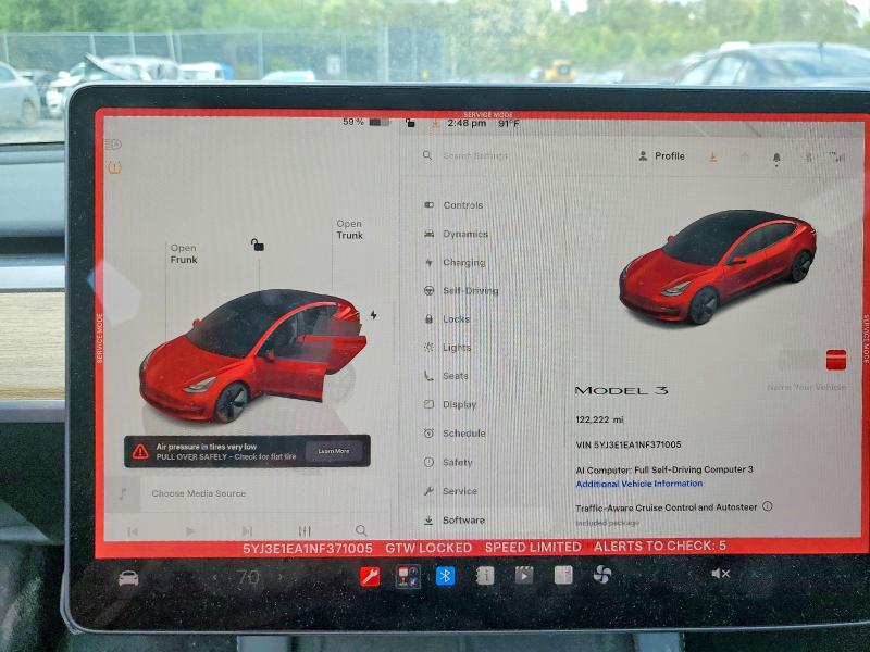 2022 Tesla Model 3 მანქანა იყიდება აუქციონზე, vin: 5YJ3E1EA1NF371005, აუქციონის ნომერი: 56888596