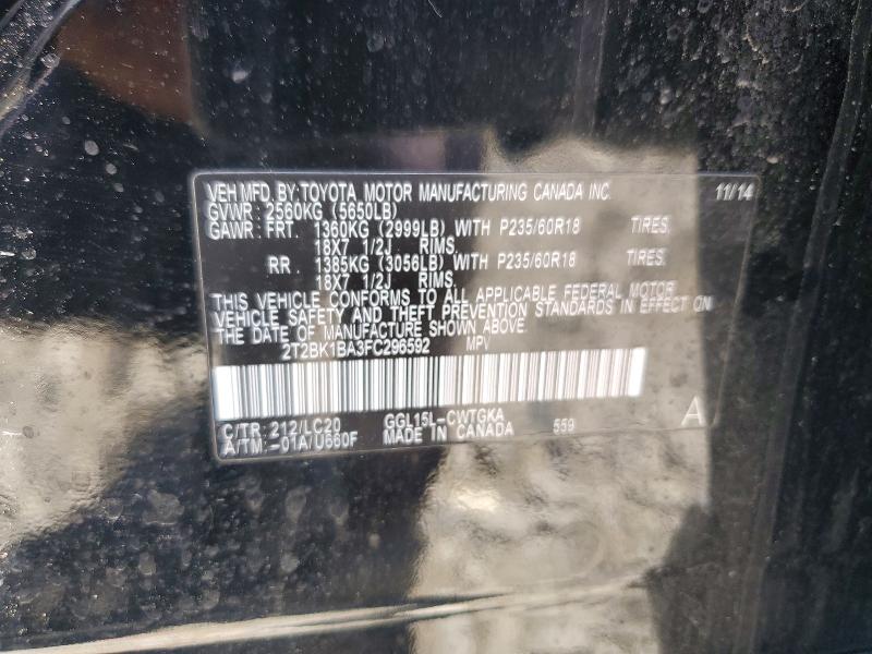 56594476 :رقم المزاد ، 2T2BK1BA3FC296592 vin ، 2015 Lexus Rx 350 مزاد بيع