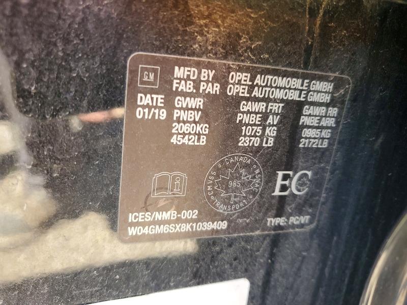 Продажа на аукционе авто 2019 Buick Regal, vin: W04GM6SX8K1039409, номер лота: 57057036