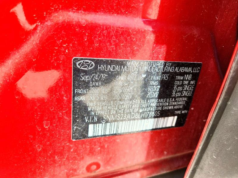 Aukcja sprzedaży 2020 Hyundai Santa Fe, vin: 5NMS23AD8LH178605, numer aukcji: 56482136