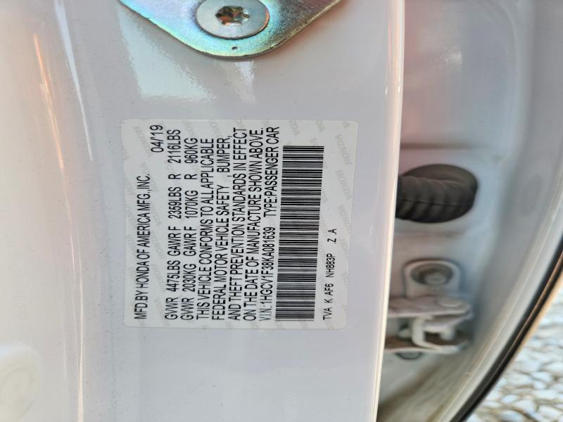 Продажа на аукционе авто 2019 Honda Accord, vin: 1HGCV1F38KA081639, номер лота: 58123886