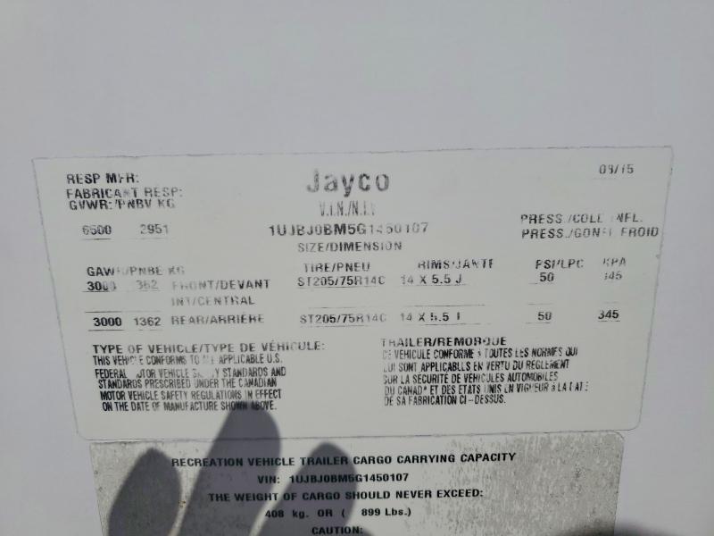 Продажа на аукционе авто 2016 Jayco Jay Recreational Vehicle (rv), vin: 1UJBJ0BM5G1450107, номер лота: 55185896