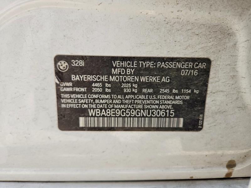 Продаж на аукціоні авто 2016 Bmw 328, vin: WBA8E9G59GNU30615, номер лоту: 55889146