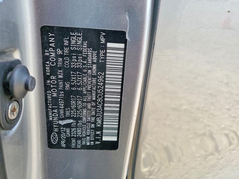 56284296 :رقم المزاد ، KM8JU3AC8CU524962 vin ، 2012 Hyundai Tucson مزاد بيع