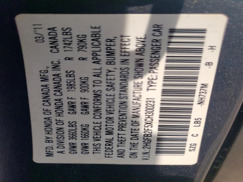 Aukcja sprzedaży 2012 Honda Civic, vin: 2HGFB2F5XCH300231, numer aukcji: 58452866